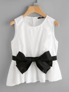 Shein Contrast Bow Front Asymmetric Shell Top