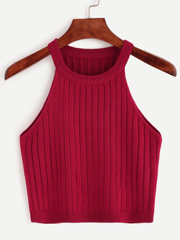 Shein Burgundy Knitted Tank Top
