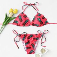 Shein Pineapple Print Halter Bikini Set