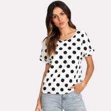 Shein Allover Polka Dot Dolman Sleeve Top