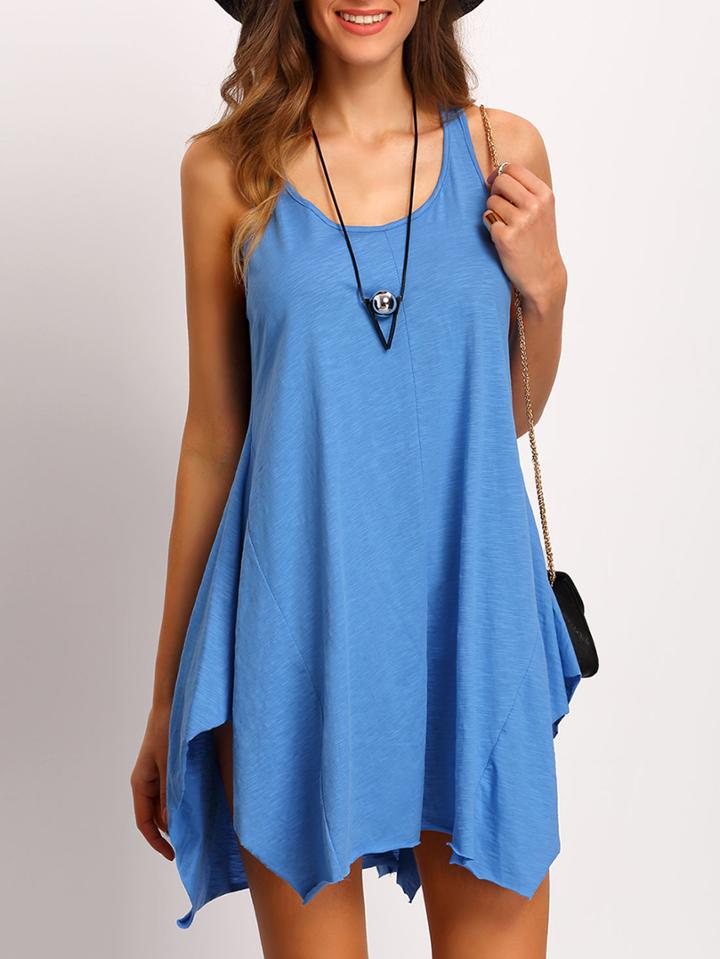 Shein Blue Sleeveless Shift Tank Dress