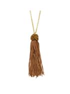 Shein Brown Long Chain With Gray Blue Black Brown Tassel Necklace