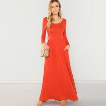Shein Pocket Front Fit And Flare Dress