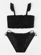 Shein Shirred Frill Detail Bikini Set
