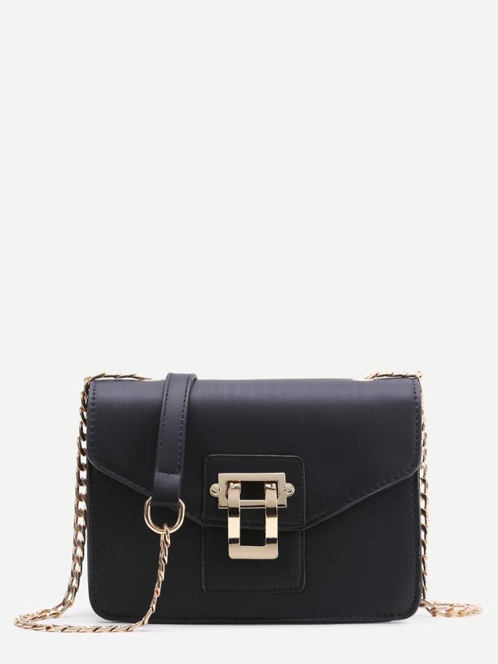 Shein Contrast Lock Flap Shoulder Bag