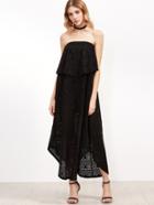 Shein Black Geo Pattern Keyhole Back Layered Bandeau Dress