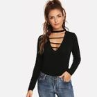 Shein Ladder  Strap Choker Neck Tee