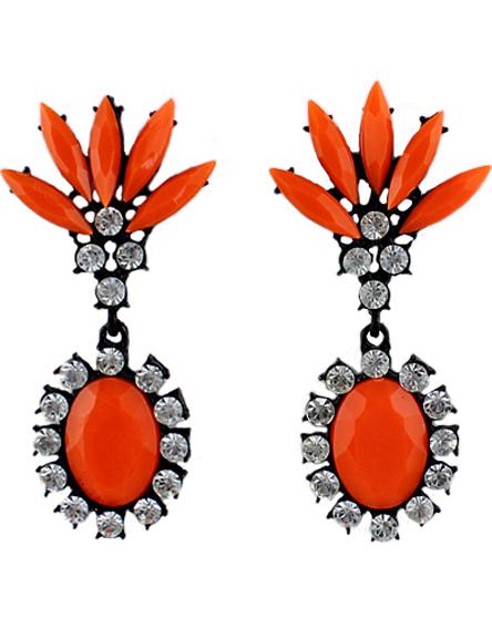 Shein Orange Gemstone Black Diamond Earrings