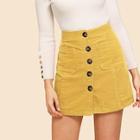 Shein Button Through Corduroy Skirt