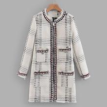 Shein Raw Edge Longline Tweed Coat