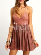 Shein Red Spagettic Strap Woven Knit Pleated Dress