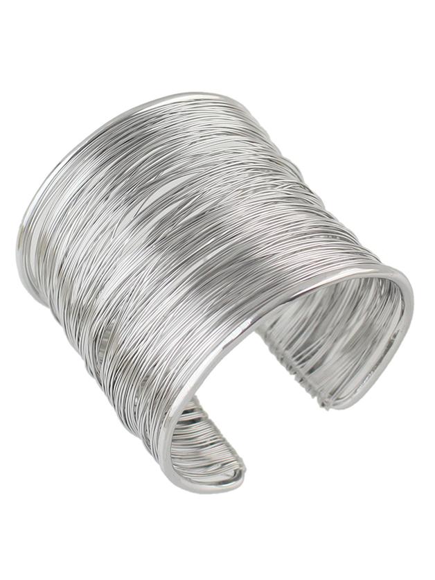 Shein Silver Braided Metal Wide Cuff Bracelet