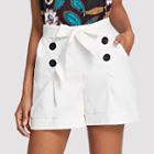 Shein Self Tie Waist Double Breasted Shorts