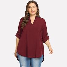 Shein Plus Dip Hem Solid Blouse