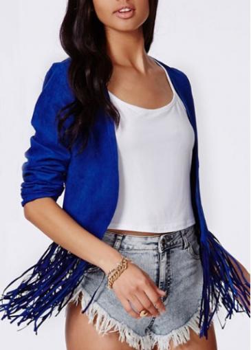 Rosewe Elegant Blue Long Sleeve Woman Cardigans With Tassels