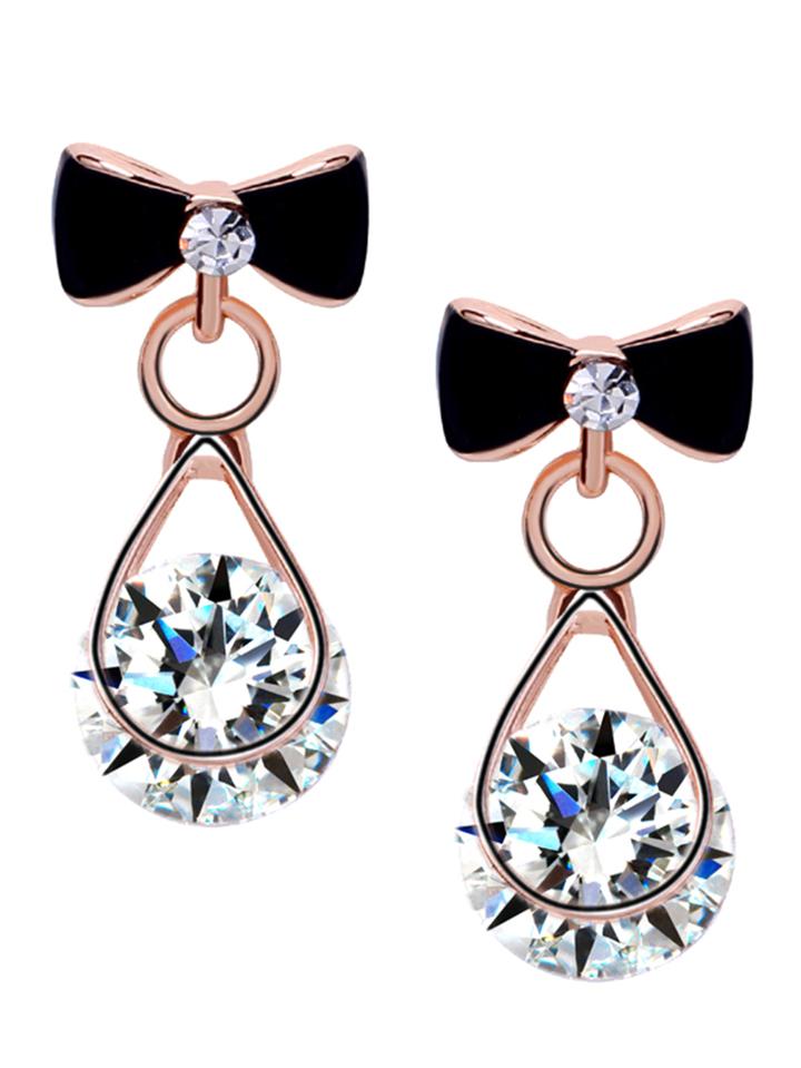 Shein Black Bow Diamond Stud Earrings
