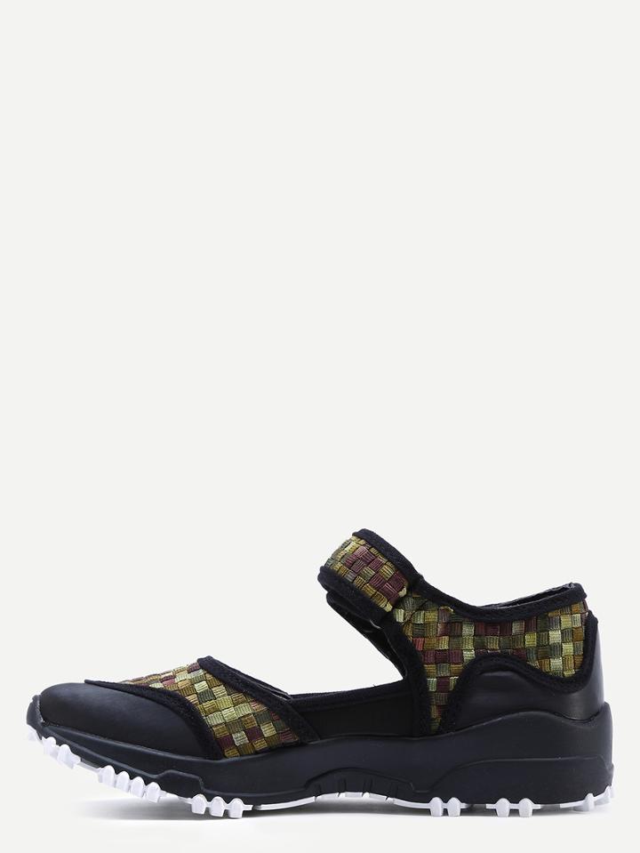 Shein Green Plaid Pattern Block Casual Sneakers