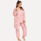 Shein Plus Crane Print Cami Pajama Set With Robe