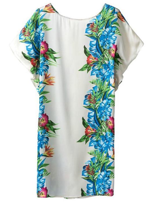 Shein Multicolor Batwing Sleeve Cut Out Backless Printed Dress
