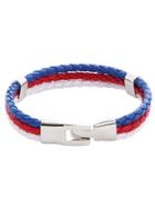Shein Usa Flag Three Color Woven Leather Bracelet