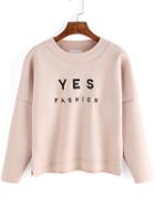 Shein Round Neck Long Sleeve Letter Print Sweatshirt