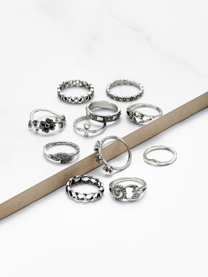 Shein Flower & Star Design Ring Set 11pcs