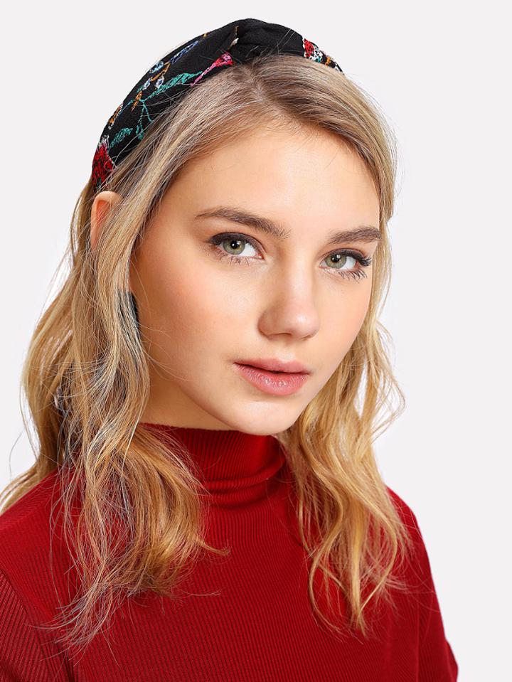 Shein Embroidered Twist Headband