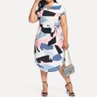 Shein Plus Self Tie Patchwork Knot Side Dress
