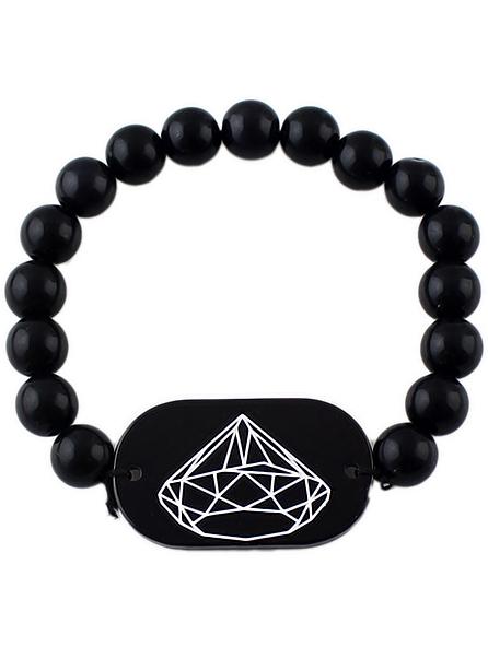 Shein Black Diamond Pattern Bead Bracelet