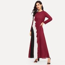 Shein Flounce Trim Colorblock Hijab Dress