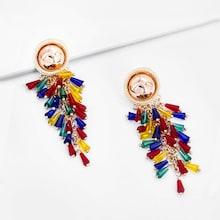 Shein Color-block Bead Decor Drop Earrings