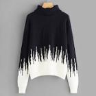 Shein Rolled Neck Two Tone Sweater