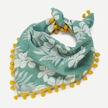 Shein Pom Pom Trim Floral Print Scarf