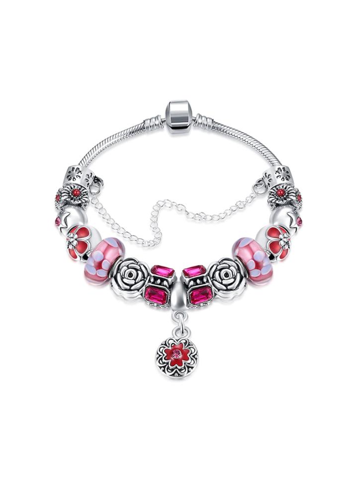 Shein Flower Design Chain Bracelet With Rhinestone