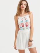 Shein Low Side Embroidered Racerback Cami Dress