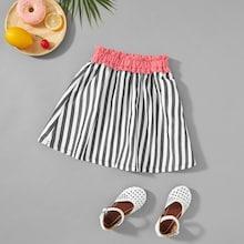 Shein Girls Contrast Waist Striped Skirt