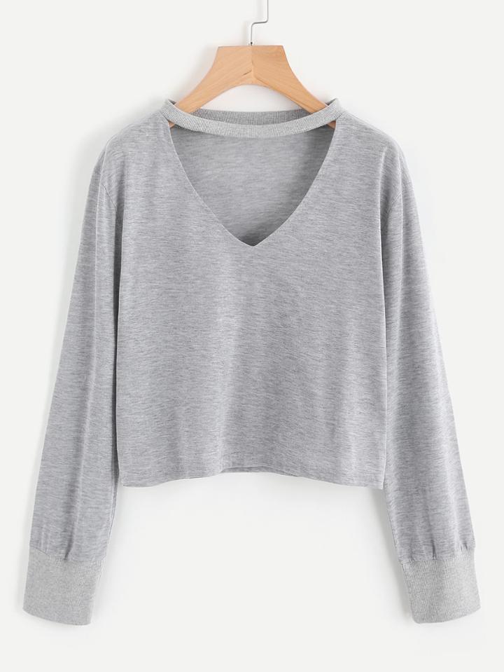 Shein V Cut Slub Tee