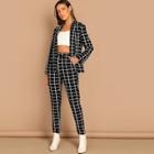 Shein Grid Print Blazer & Pants Set