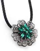 Shein Green Gemstone Flower Necklace
