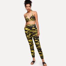 Shein Camo Print Halter Top With Pants