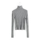 Shein High Neck Twisted Knit Fitted Jumper