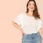 Shein Plus Ruffle Trim Semi Sheer Top