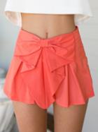 Shein Red Bow Ruffle Zipper Shorts