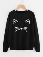 Shein Cat Face Print Sweatshirt