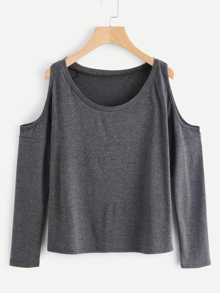 Shein Open Shoulder Marled Tee