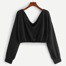 Shein V Neck Crop Sweatshirt