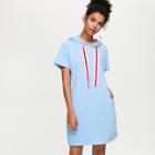 Shein Striped Tape Drawstring Detail Hooded Dress