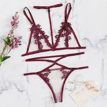 Shein Appliques Harness Detail Lingerie Set With Choker