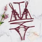 Shein Appliques Harness Detail Lingerie Set With Choker