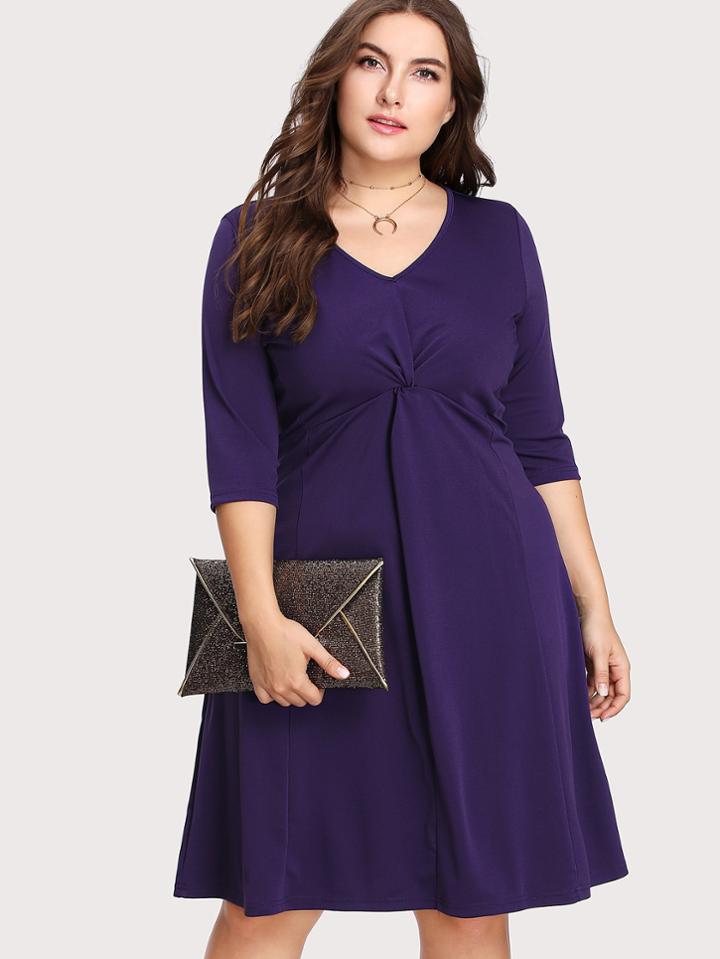 Shein V Neckline Twist  Front Dress